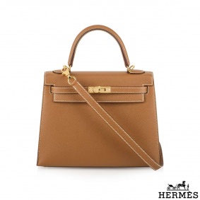 Hermes Kelly II Sellier 25cm Gold Veau Epsom Kelly Bag